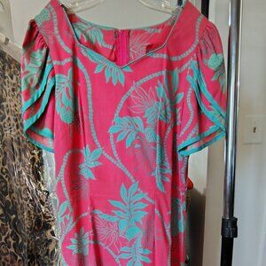 Original Hilo Hattie Brand | Pink Color| Hawaiian Dress | Size 16 | Asymmetrical